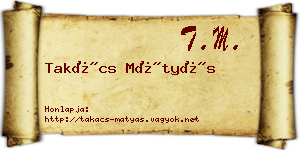 Takács Mátyás névjegykártya